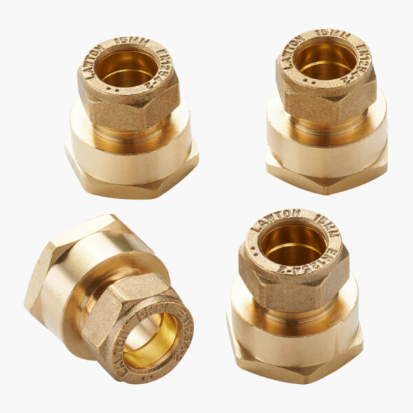 DN20 (¾″) FlexEJ female compression fittings for 15 mm copper pipe - 4 pack