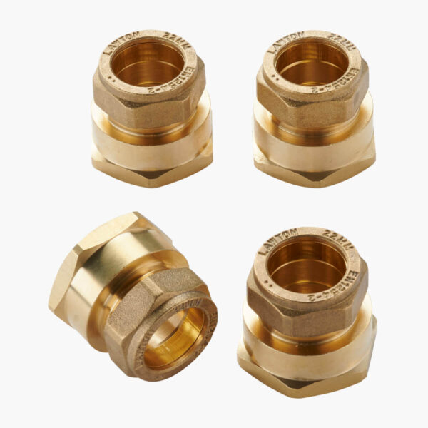 DN25 (1″) FlexEJ female compression fittings for 22 mm copper pipe - 4 pack